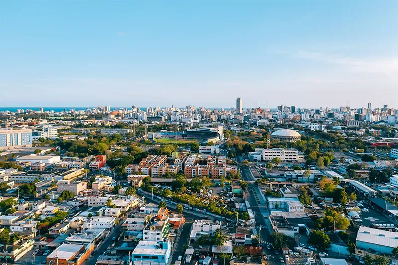 Aerial view of Santo Domingo with a view of Estadio Quisqueya Juan Marichal